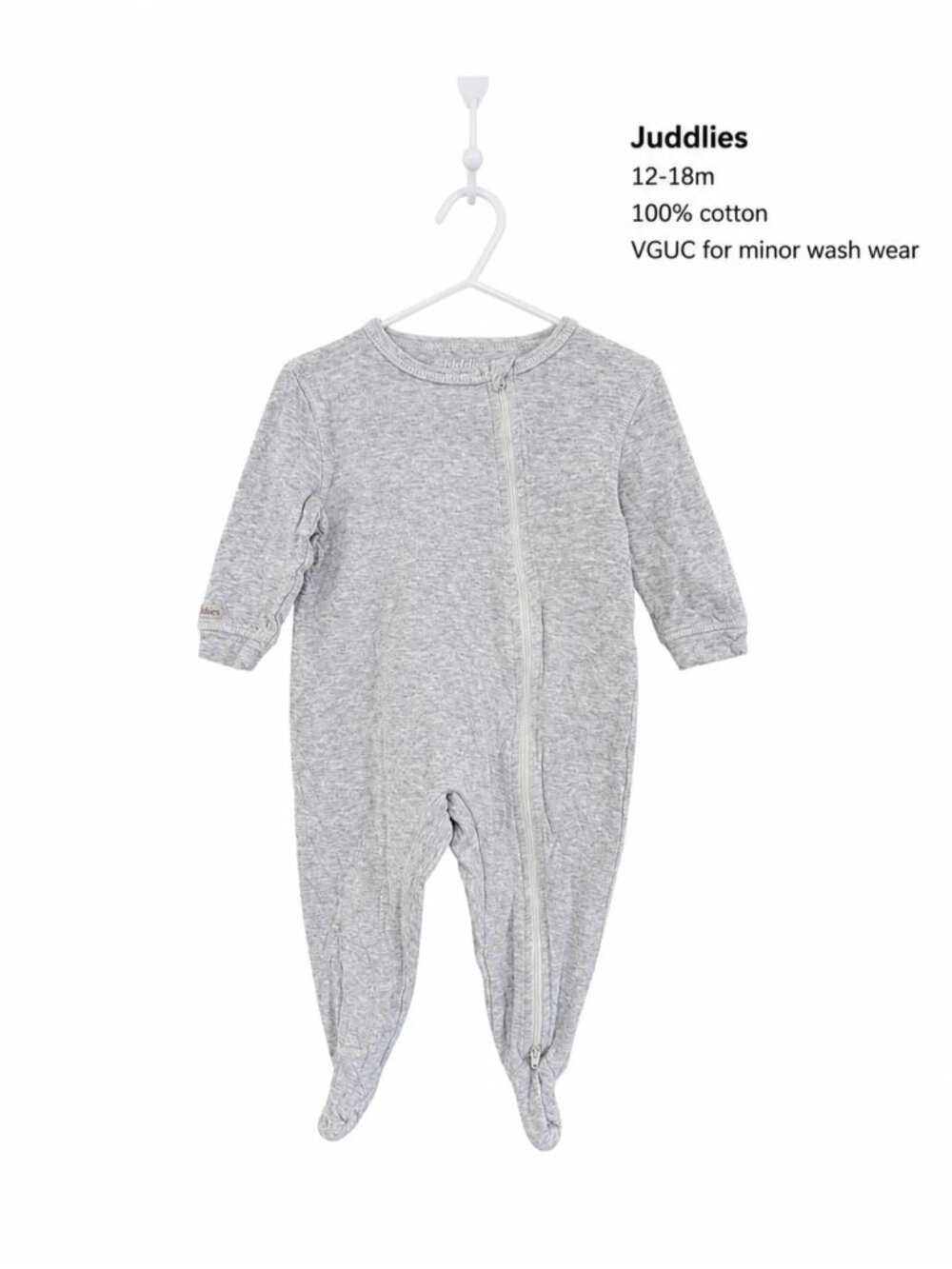 Juddlies Grey Footed Sleeper 12-18m Baby Clothes Small Shop